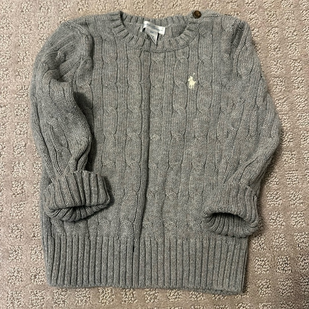 Baby boy grey cable knit by Ralph Lauren